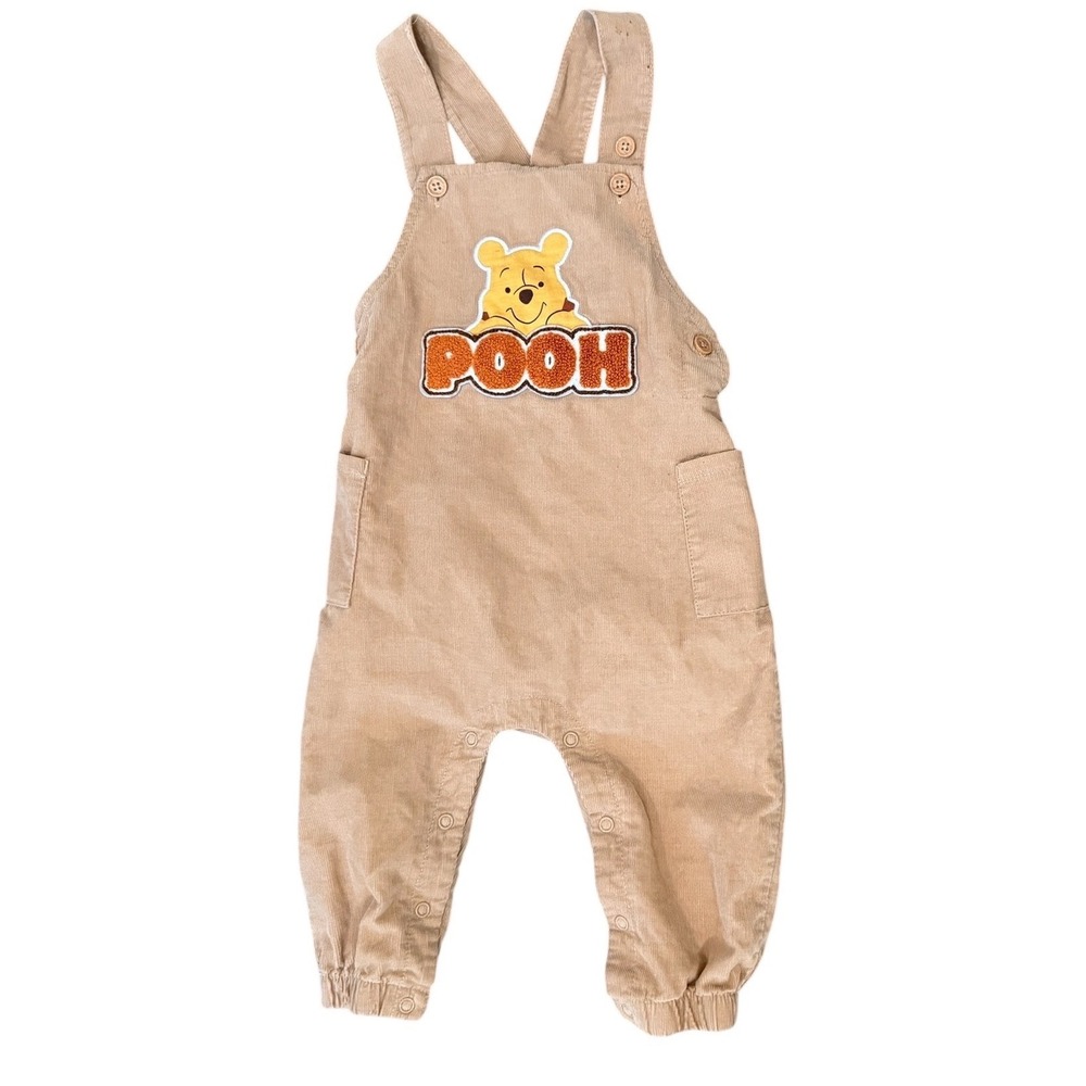 Disney Baby‎ Winnie the Pooh Brown Corduroy Overalls 18M  Snap Crotch